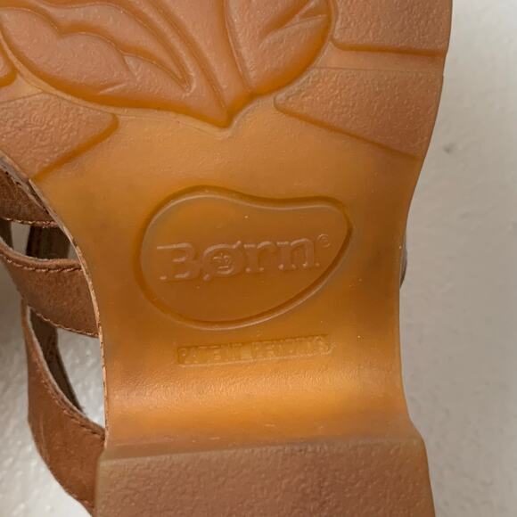 BORN Wedge Platform Sandal Bernese Cage Brown Leather Cork 9 US Buckle Slingback - Picture 13 of 15